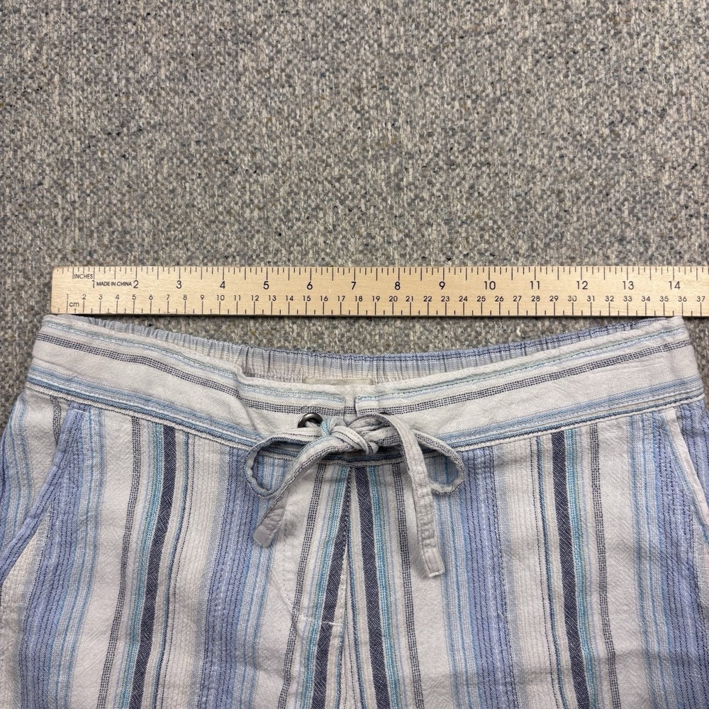 Per Se Women's Linen Blend‎ Boho Striped Tie Waist Fold-Over Hem Shorts Sz S - Picture 3 of 5